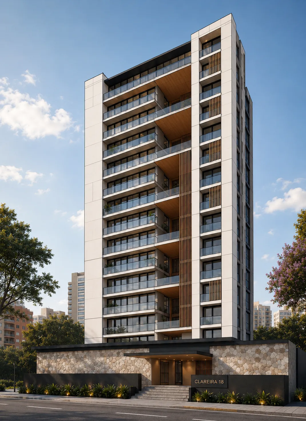 Render final de edifício para apresentação a incorporadora